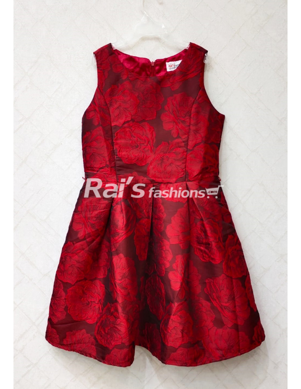 All Over Self Weaving Red Kids Dress (KRB2)